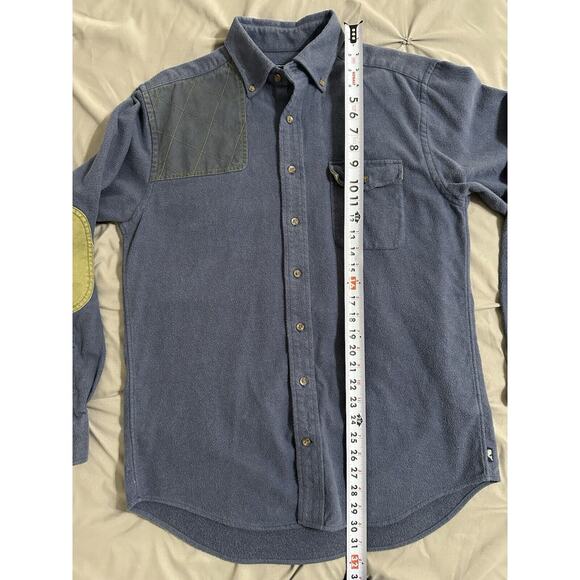 Vineyard Vines Crosby Shirt Men's Medium Blue 100% Cotton Flannel Elbow Patch - Picture 12 of 15